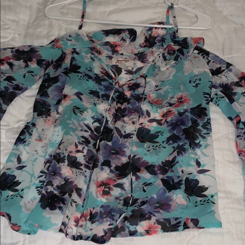 Blue floral print shirt